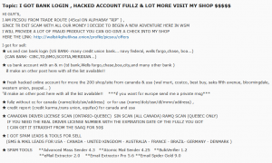 Product advertising on darknet forum