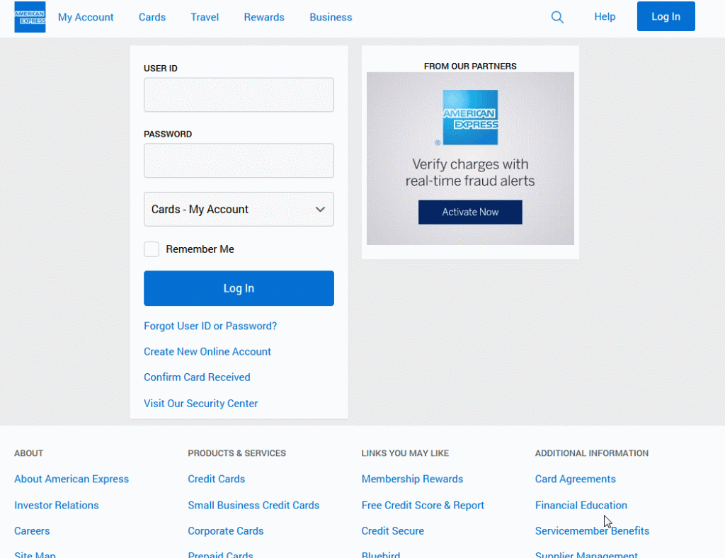 example scam page american express