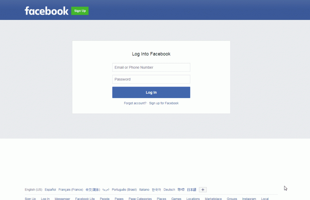 example scam page Facebook