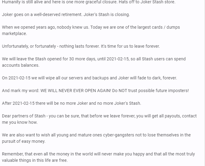 Joker’s Stash shutdown